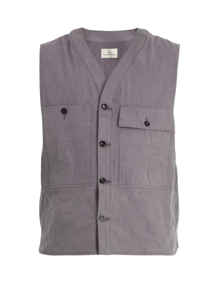 The Lost Explorer Agouti Patch-pocket Organic Cotton Gilet
