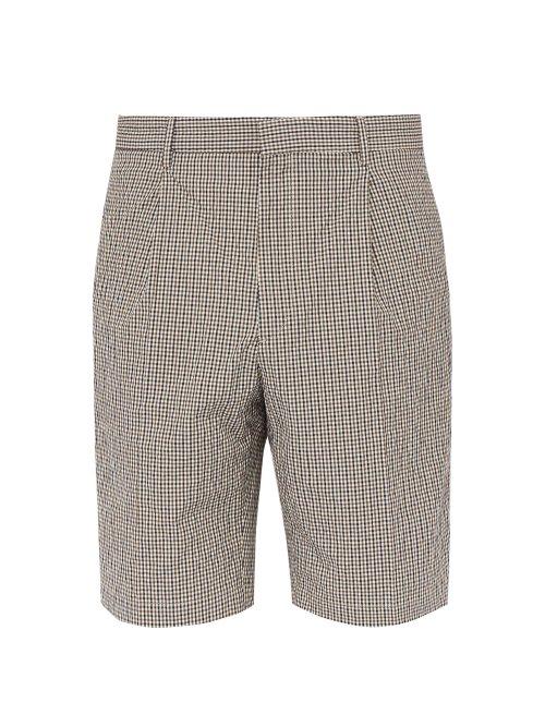 Matchesfashion.com Joseph - Plage Micro Check Cotton Blend Shorts - Mens - Brown Multi