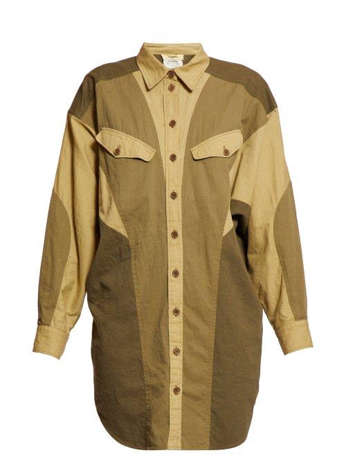 Matchesfashion.com Isabel Marant Toile - Goya Patchwork Twill Shirtdress - Womens - Khaki