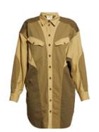 Matchesfashion.com Isabel Marant Toile - Goya Patchwork Twill Shirtdress - Womens - Khaki