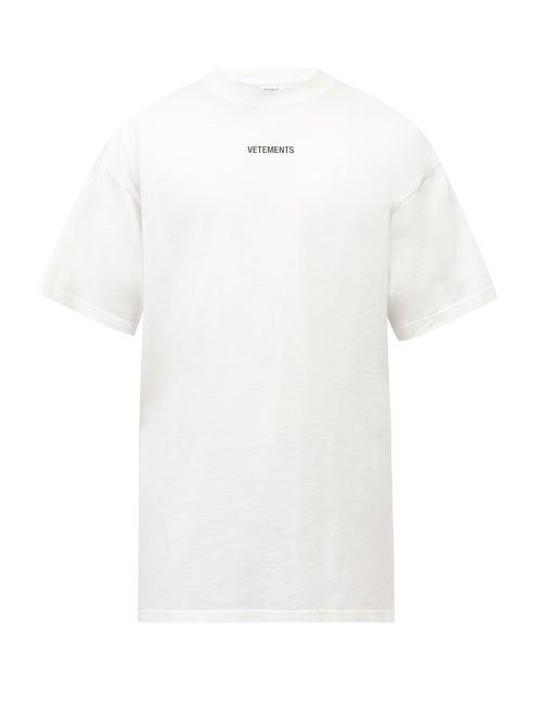 Mens Rtw Vetements - Logo-print Cotton-jersey T-shirt - Mens - White