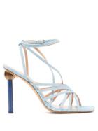 Matchesfashion.com Jacquemus - Pisa Mismatched Heel Suede Sandals - Womens - Light Blue