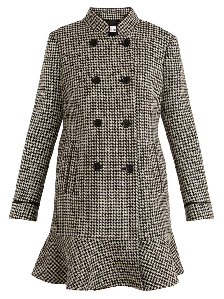 Redvalentino Hound's-tooth Ruffled Coat