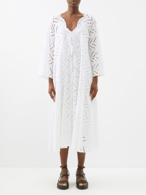 Merlette - Myrtle Eyelet Cotton Kaftan - Womens - White