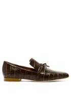 Matchesfashion.com Malone Souliers - X Roksanda Celia Crocodile Effect Leather Loafers - Womens - Khaki