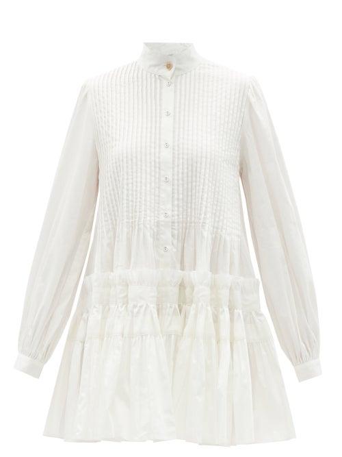 Ladies Rtw Aje - Run Free Pintucked Cotton Mini Dress - Womens - Ivory