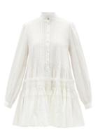 Ladies Rtw Aje - Run Free Pintucked Cotton Mini Dress - Womens - Ivory