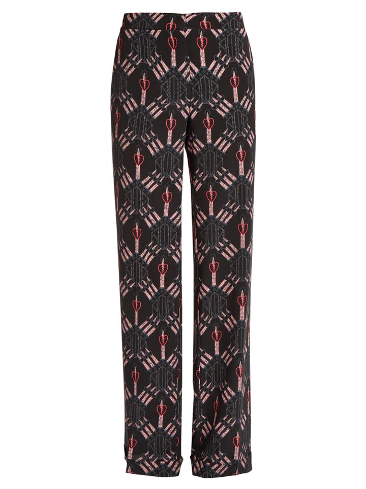 Valentino Love Blade-print Silk Trousers