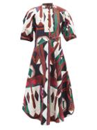 Colville - Printed Cotton Midi Dress - Womens - Multi