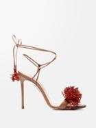 Aquazzura - Panarea 105 Beaded Leather Sandals - Womens - Red