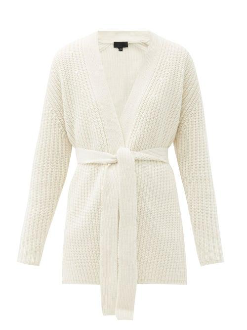Matchesfashion.com Nili Lotan - Kathleen Waist-tie Ribbed-cashmere Cardigan - Womens - Ivory