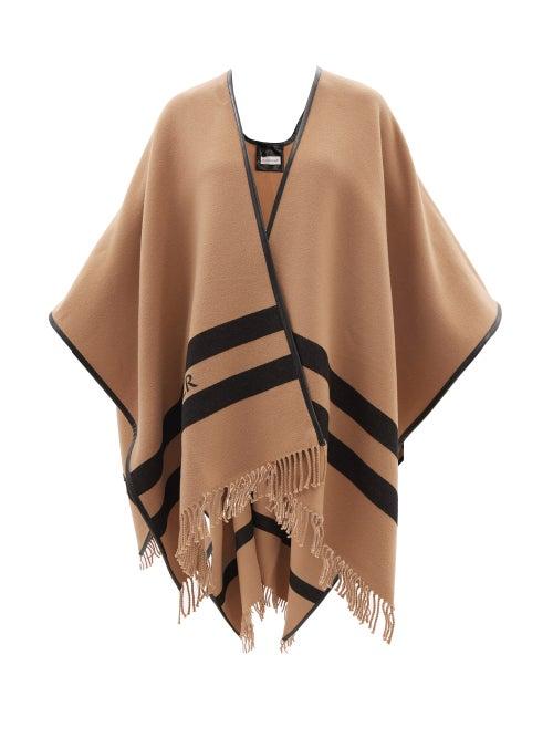 Moncler - Fringed Wool-knit Shawl - Womens - Beige Multi