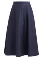 Matchesfashion.com Junya Watanabe - Herringbone Stripe Wool Blend Skirt - Womens - Navy