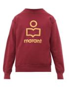 Matchesfashion.com Isabel Marant - Mikeli Logo Appliqu Cotton Blend Sweatshirt - Mens - Burgundy