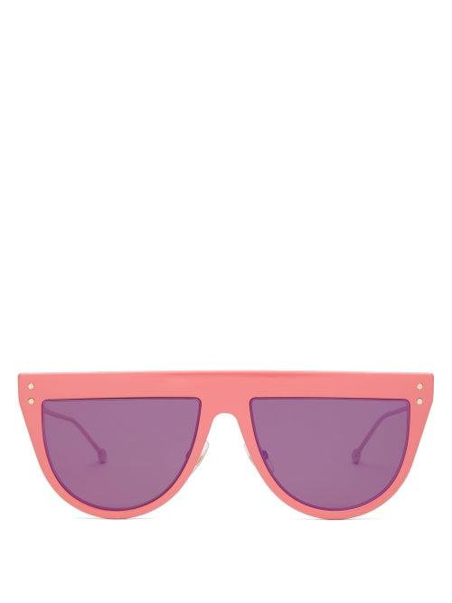 Matchesfashion.com Fendi - Defender D Frame Optyl And Metal Sunglasses - Womens - Purple Multi