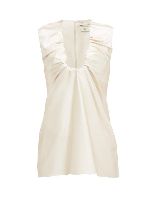 Matchesfashion.com Bottega Veneta - Gathered Stretch Satin Blouse - Womens - Ivory