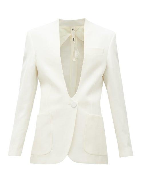 Matchesfashion.com Petar Petrov - Jaclyn Single-breasted Canvas Jacket - Womens - Ivory