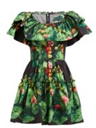 Matchesfashion.com Dolce & Gabbana - Cactus & Floral Print Cotton Poplin Mini Dress - Womens - Green Multi
