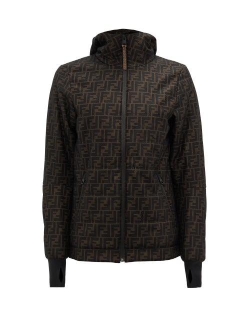 Matchesfashion.com Fendi - Ff Logo-print Technical-mesh Hooded Jacket - Womens - Black Brown