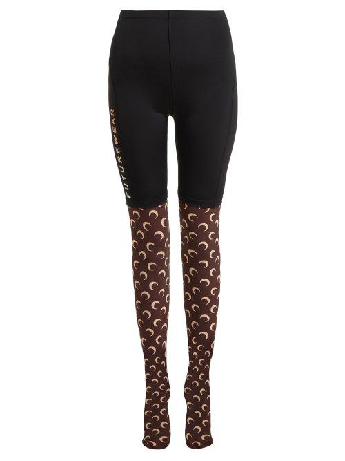 Matchesfashion.com Marine Serre - Moon Print Panelled Leggings - Womens - Brown Multi
