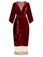 Matchesfashion.com Rhode Resort - Leonard Tassel Hem Velvet Dress - Womens - Burgundy