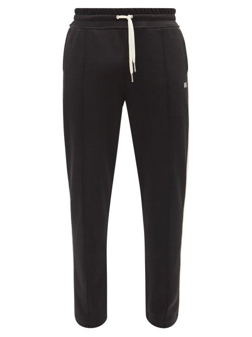 Matchesfashion.com Ami - Logo-embroidered Side-stripe Jersey Track Pants - Mens - Black