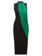 Matchesfashion.com Marina Moscone - Contrast Panel High Neck Dress - Womens - Black Multi