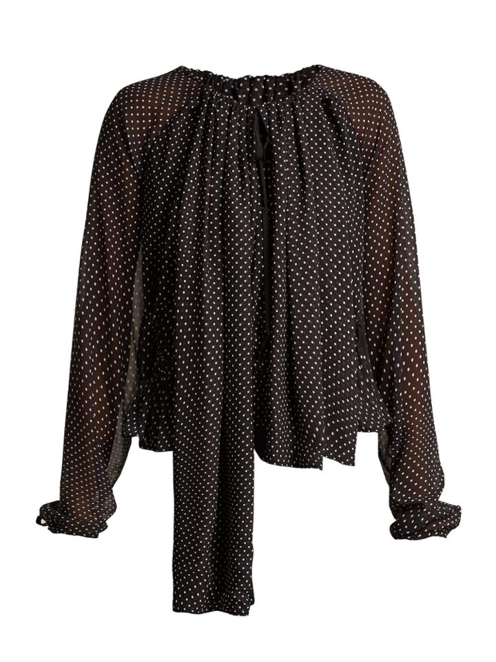Loewe Polka-dot Ruched Blouse