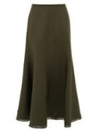 Matchesfashion.com Gabriela Hearst - Amy Fluted Wool-blend Midi Skirt - Womens - Khaki