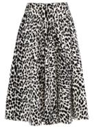 Matchesfashion.com Batsheva - Leopard-print Velvet Midi Skirt - Womens - Leopard