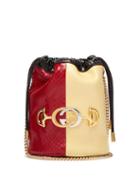 Matchesfashion.com Gucci - Zumi Colour-block Elaphe Cross-body Bucket Bag - Womens - Red