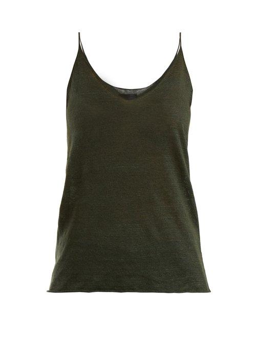 Matchesfashion.com Nili Lotan - Verano Linen Cami Top - Womens - Green