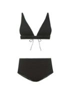 Matchesfashion.com Osree - Lumiere High-rise Metallic Bikini - Womens - Dark Green