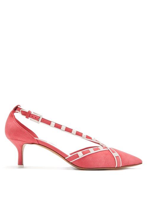Matchesfashion.com Valentino - Free Rockstud Suede Pumps - Womens - Pink White