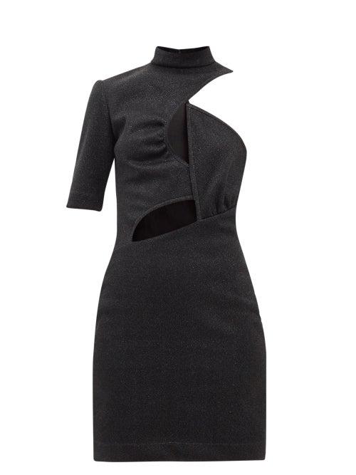 Stella Mccartney - Malisa Cutout Glitter-jersey Mini Dress - Womens - Black