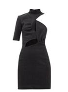 Stella Mccartney - Malisa Cutout Glitter-jersey Mini Dress - Womens - Black