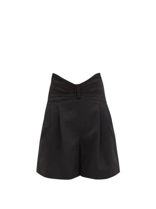 Matchesfashion.com Redvalentino - Bow-waist Grain De Poudre Shorts - Womens - Black