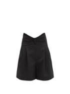 Matchesfashion.com Redvalentino - Bow-waist Grain De Poudre Shorts - Womens - Black
