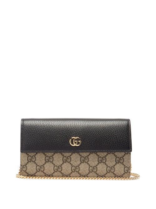 Matchesfashion.com Gucci - Marmont Gg-supreme Canvas And Leather Wallet - Womens - Black Multi