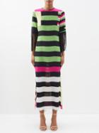 Louisa Parris - The Fringe Colour-blocked Silk Maxi Dress - Womens - Pink Multi