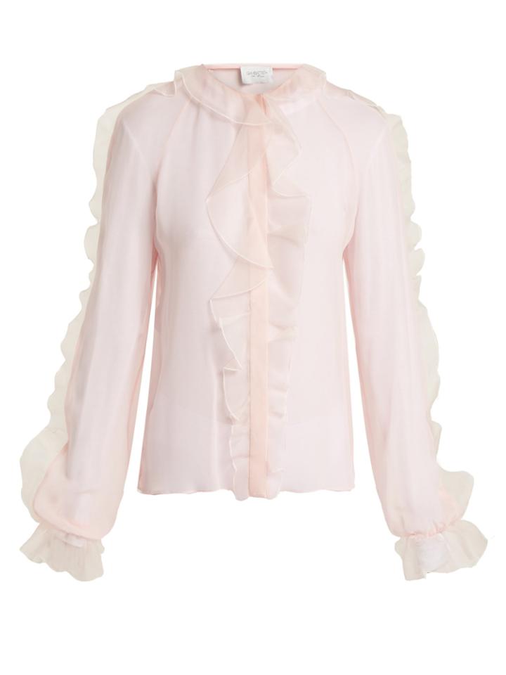 Giambattista Valli Ruffle-trimmed Silk-chiffon Blouse