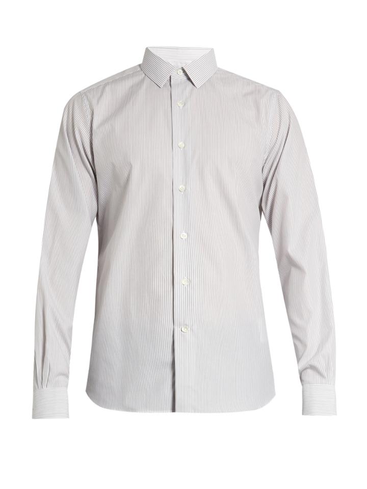 Valentino Buttoned-cuff Striped Cotton Shirt