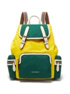 Matchesfashion.com Burberry - Medium Nylon And Leather Backpack - Womens - Green Multi