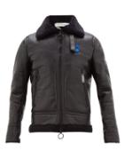 Matchesfashion.com Off-white - Offf Print Paperclip Zip Shearling Jacket - Mens - Black White