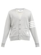 Matchesfashion.com Thom Browne - Four-bar Cotton-jersey Cardigan - Mens - Light Grey