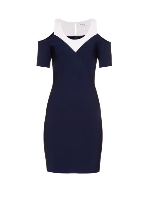 Mugler Bi-colour Stretch-crepe Dress