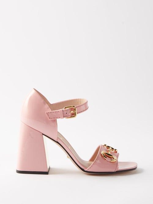 Gucci - Horsebit Patent-leather Sandals - Womens - Pink