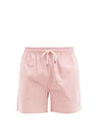 Matchesfashion.com Polo Ralph Lauren - Traveller Logo-embroidered Seersucker Swim Shorts - Mens - Red White