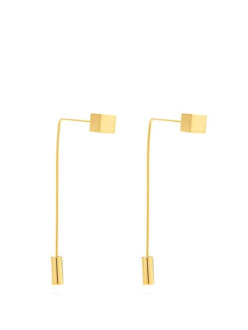 Matchesfashion.com Balenciaga - Angular Tie Pin Earrings - Womens - Gold