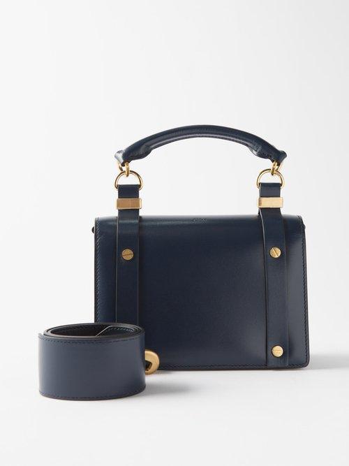 Chlo - Ora Studded Leather Cross-body Bag - Womens - Navy